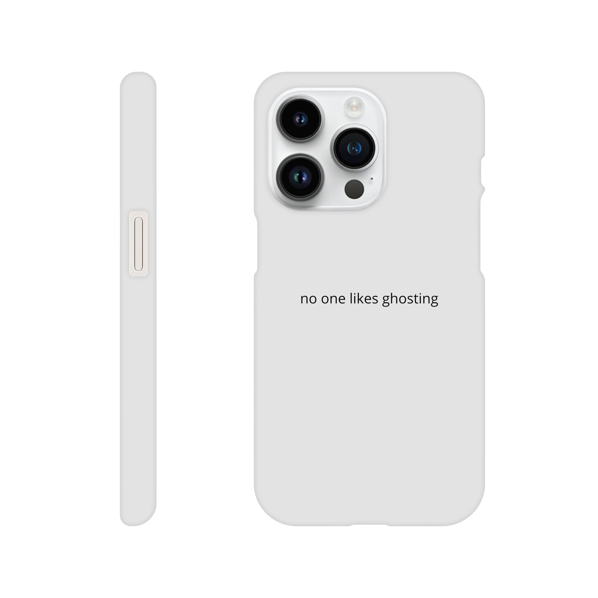 SJOYCE phone case with "no one likes ghosting" print, durable material, designed to protect and personalize your smartphone.