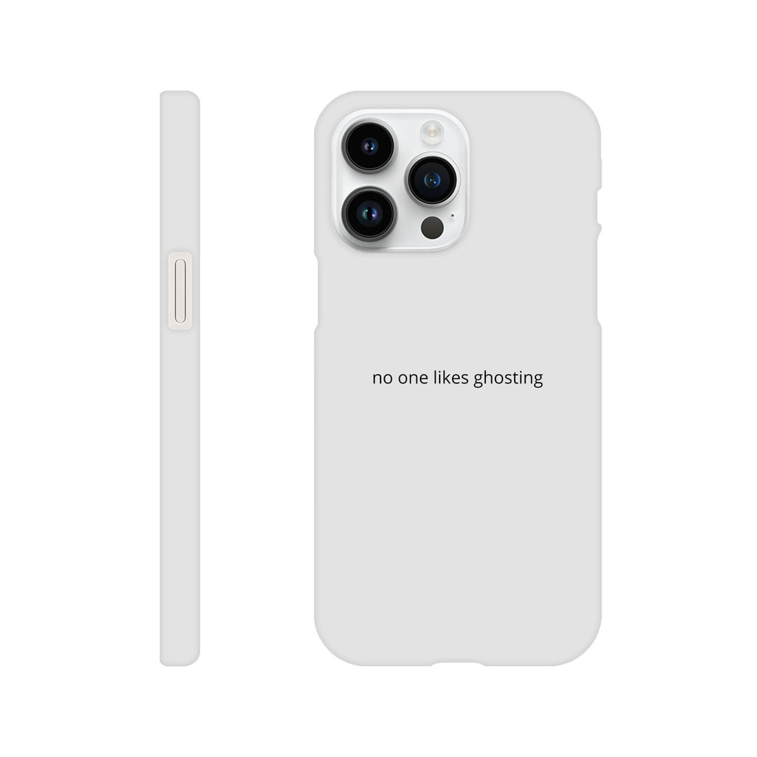 SJOYCE print phone case featuring "No one likes ghosting" message, protective cover with a colorful design for smartphone.