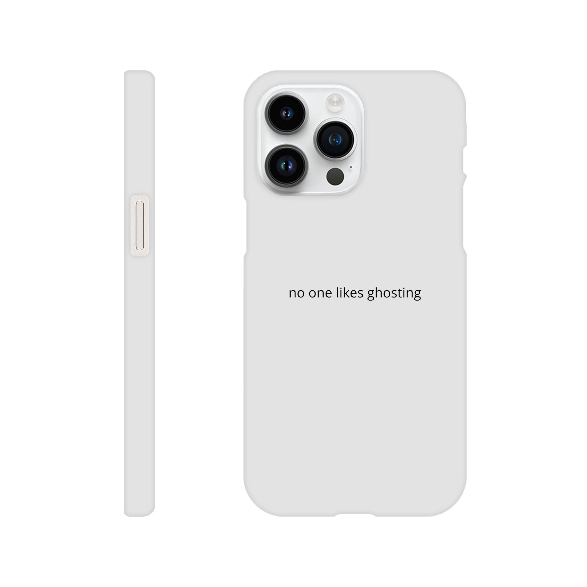SJOYCE print phone case featuring "No one likes ghosting" message, protective cover with a colorful design for smartphone.