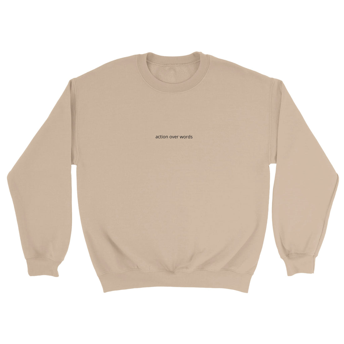 SJOYCE Action Over Words print pullover in soft fabric featuring bold text design on a casual sweatshirt