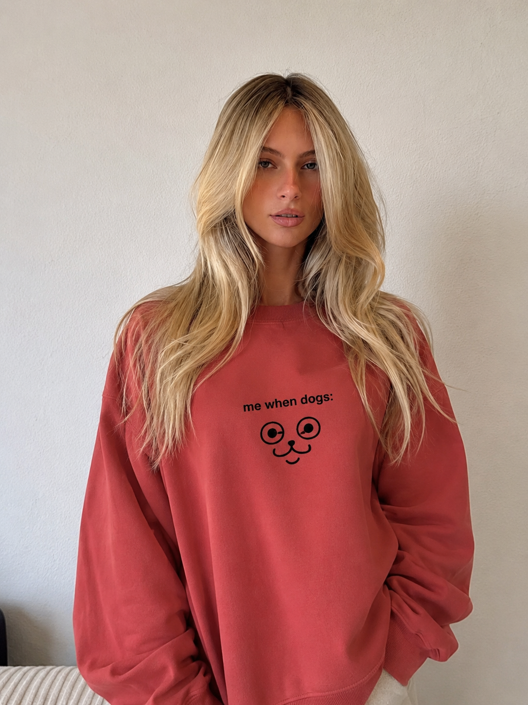 SJOYCE  fleece crewneck sweatshirt - me when dogs: