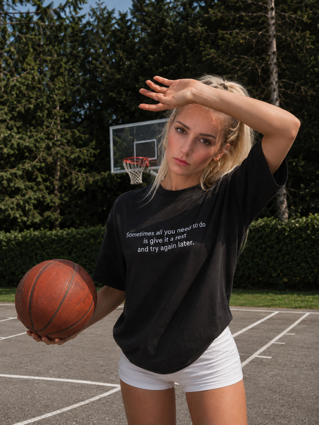 SJOYCE organic oversized high neck t-shirt - Sometimes all you need to do is give it a rest and try again later.