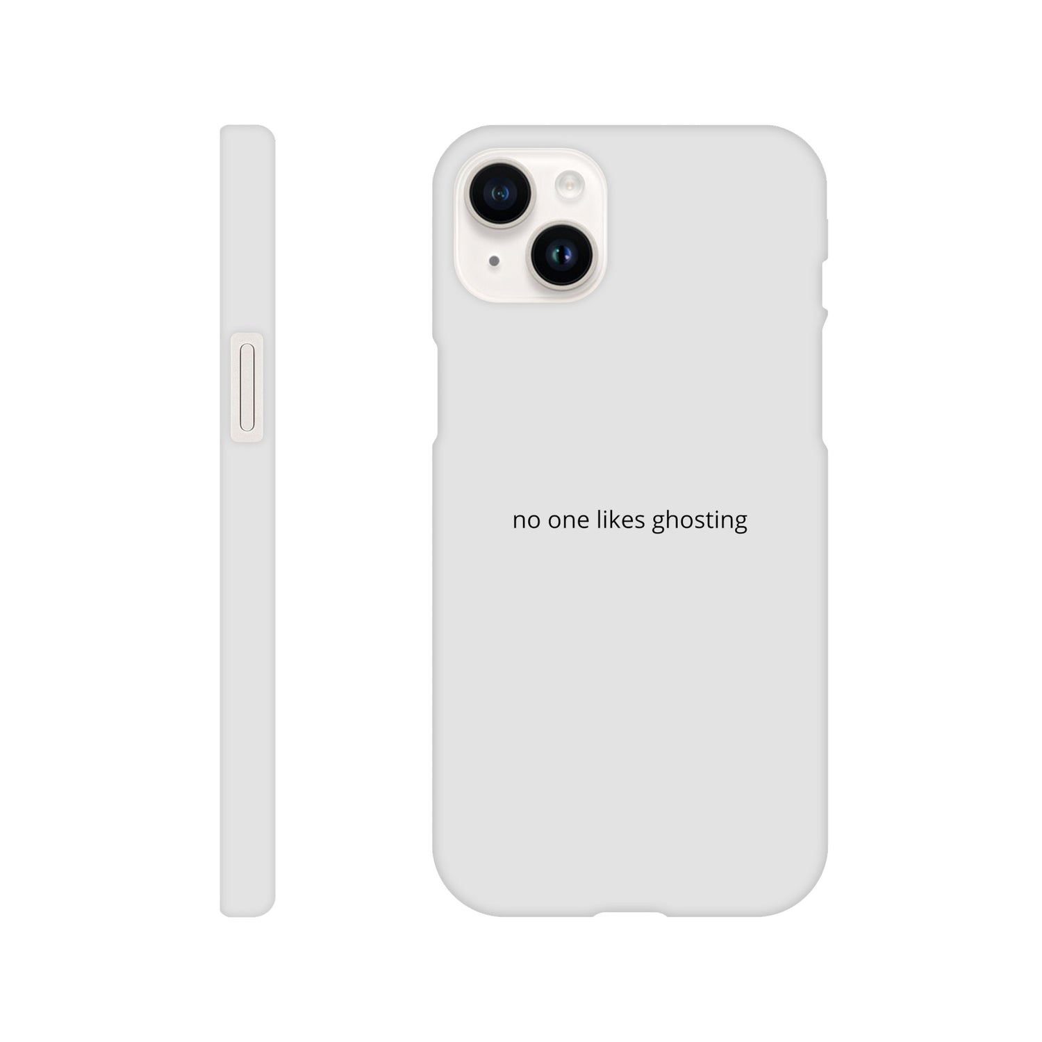 SJOYCE phone case with "no one likes ghosting" print, made of durable material, featuring a stylish design on a smartphone cover.