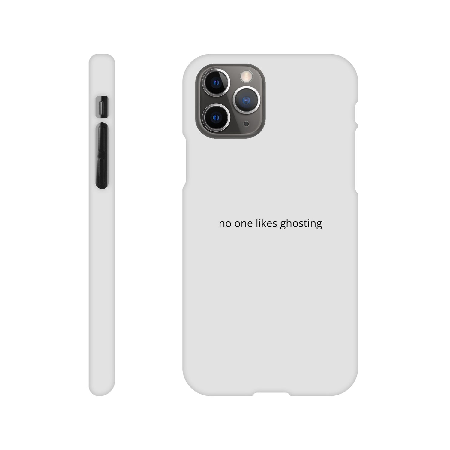 SJOYCE phone case with "No One Likes Ghosting" print, durable material, designed for iPhone or Android models, protective and stylish.