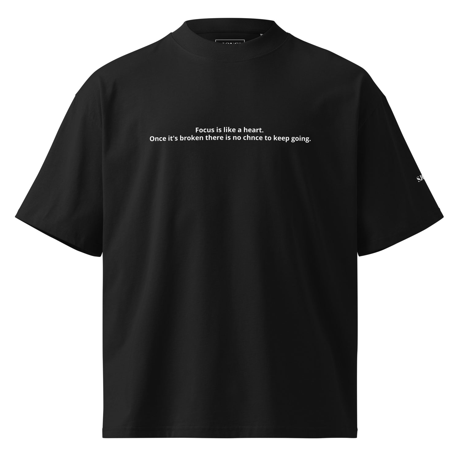 SJOYCE organic oversized high neck t-shirt - Focus is like a heart. 