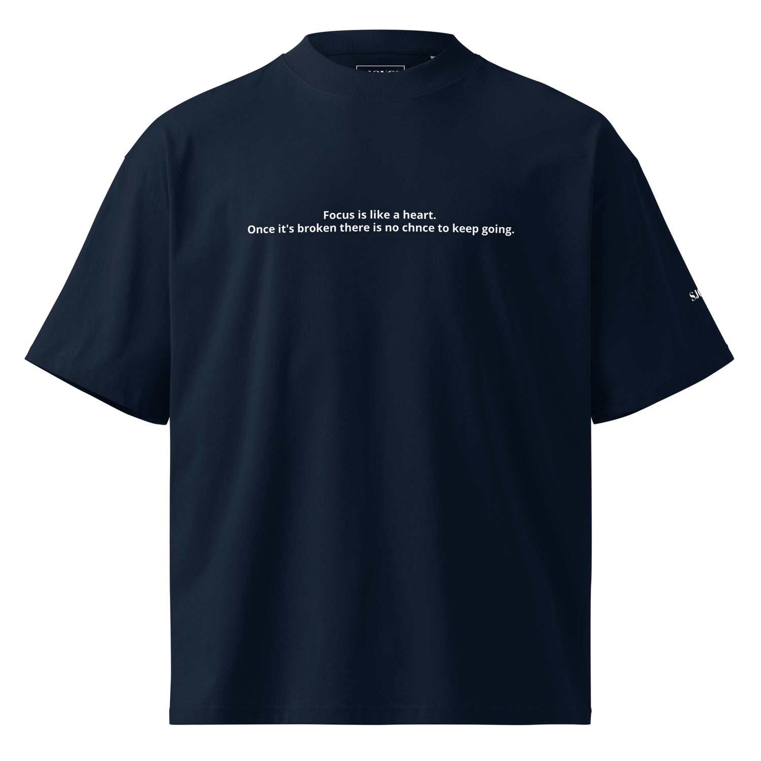 SJOYCE organic oversized high neck t-shirt - Focus is like a heart. 